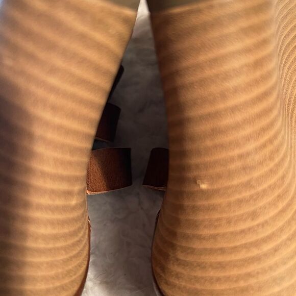 Self esteem tan  faux leather cage wedge ankle straps sandals Size 10 - Picture 11 of 11